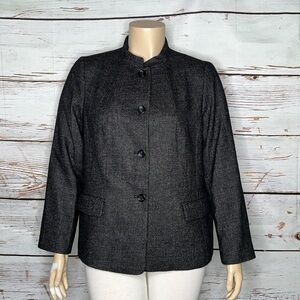 Talbots NWT Size 18 Black & White Italian Woven Wool/Linen Blend Blazer Jacket